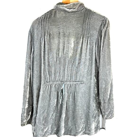 J.JILL crushed Velvet Tunic Blazer Womans Petite Small Silver‎ Pewter - Picture 2 of 10